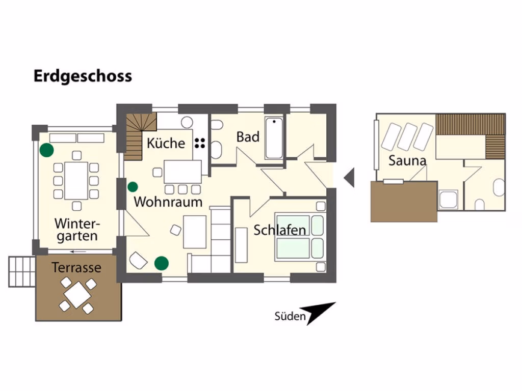 Ferienhaus Buschvitz Erdgeschoss Grundriss EG